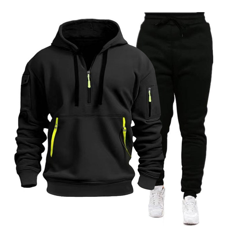 Men's sporty hoodie and jogger suit with functional zip pockets Lisslune