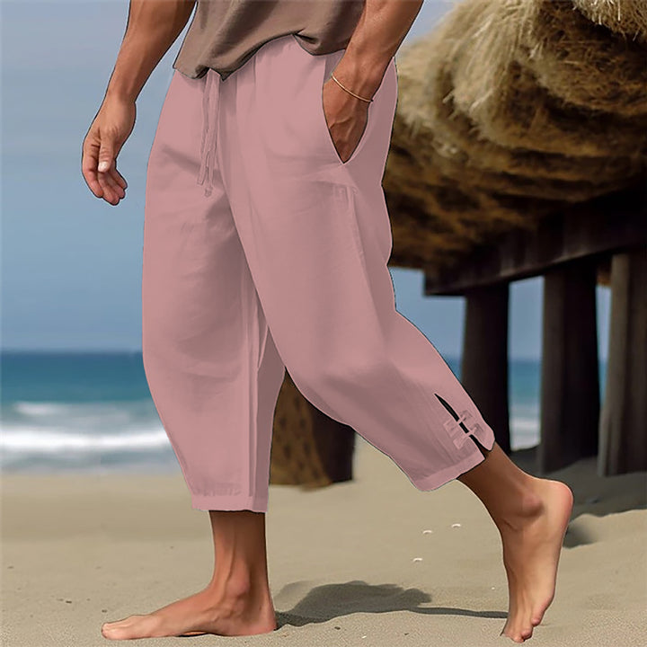 Men's Casual Beach Pants with Adjustable Waistband and Practical Side Pockets Lisslune