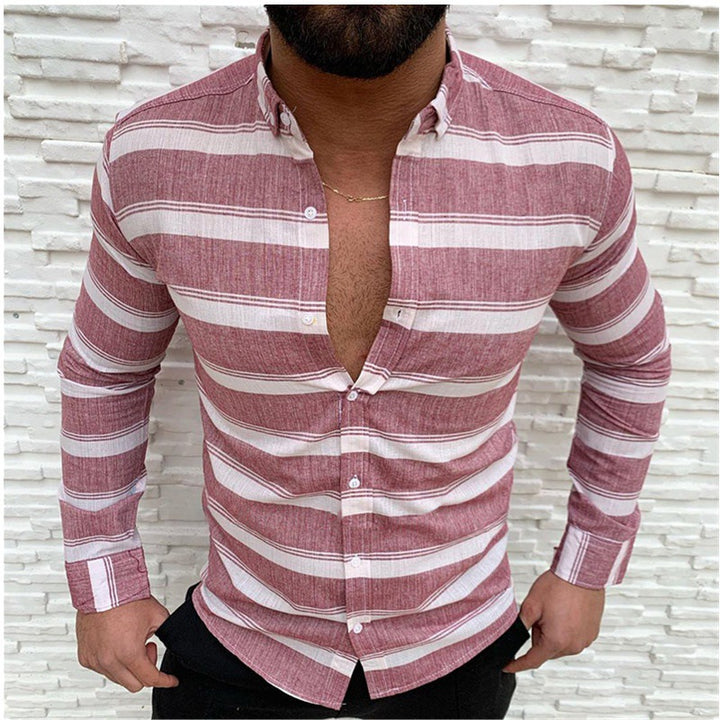 Men's Long Sleeve Shirt with Fashion Stripes Lisslune