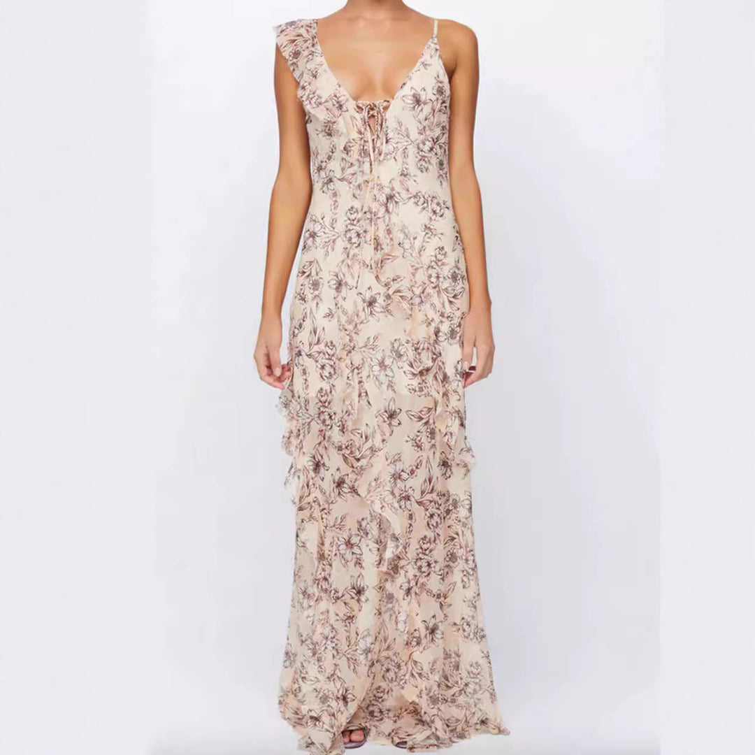 Ladies summer maxi dress with floral prints Lisslune