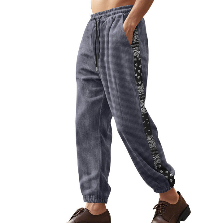 Men's leisure pants with decorative side panels in bandana design Lisslune