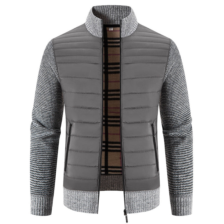 Men's quilted hybrid jacket with knit sleeves and modern stand-up collar Lisslune