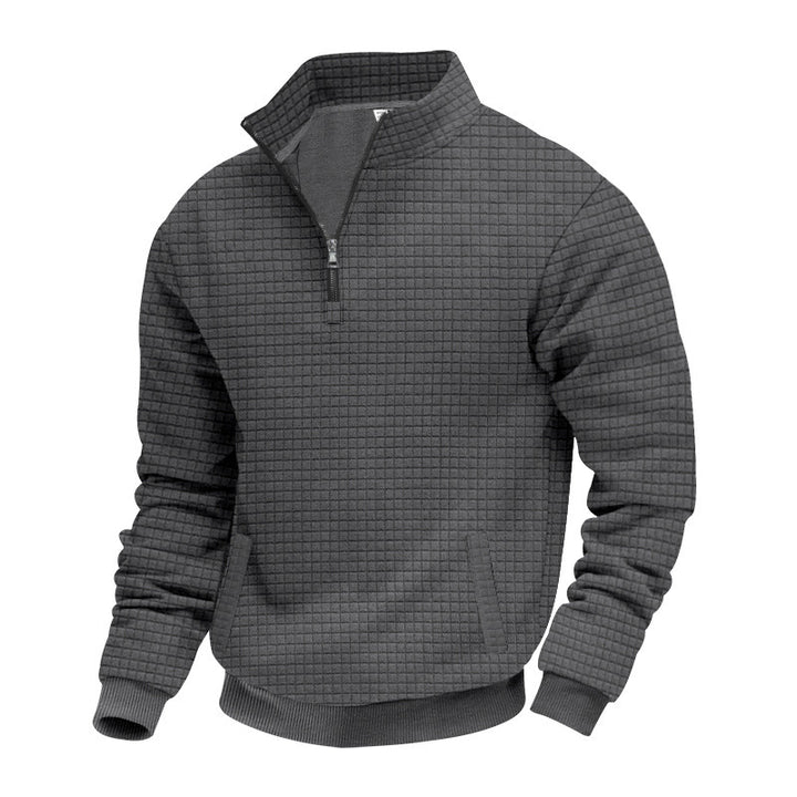 Men's quilted pullover with short zipper and textured design Lisslune