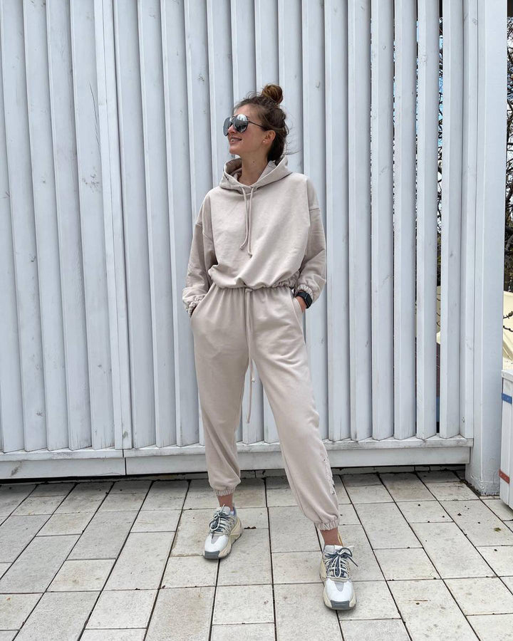 Women's Leisure Wellness Suit with Hood and Elastic Waistband