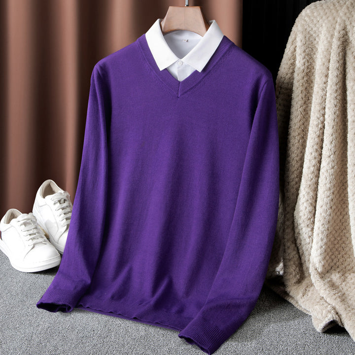Men's Pullover with V-Neck and Fine Knit Structure Lisslune