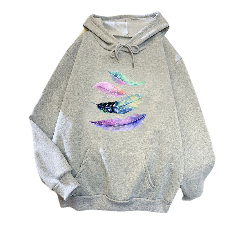 Women's hoodie with artistic feather motif Lisslune