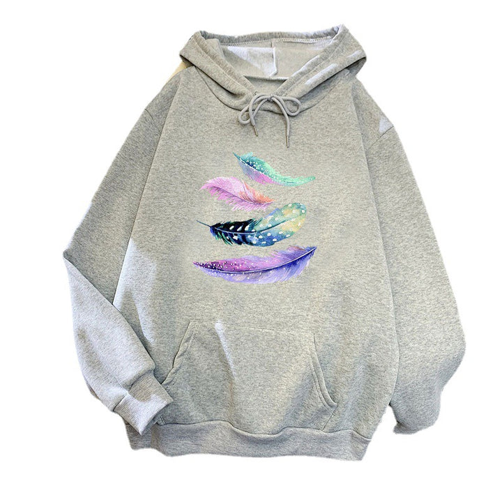 Women's hoodie with artistic feather motif Lisslune