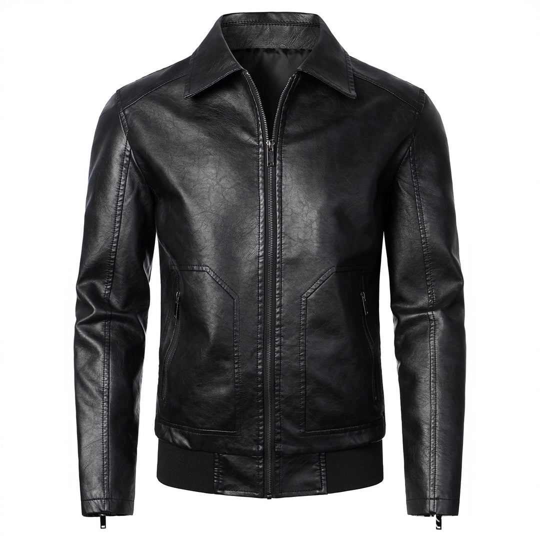 Men's Fashionable Leather Jacket with Sporty Cut and Practical Pockets Lisslune