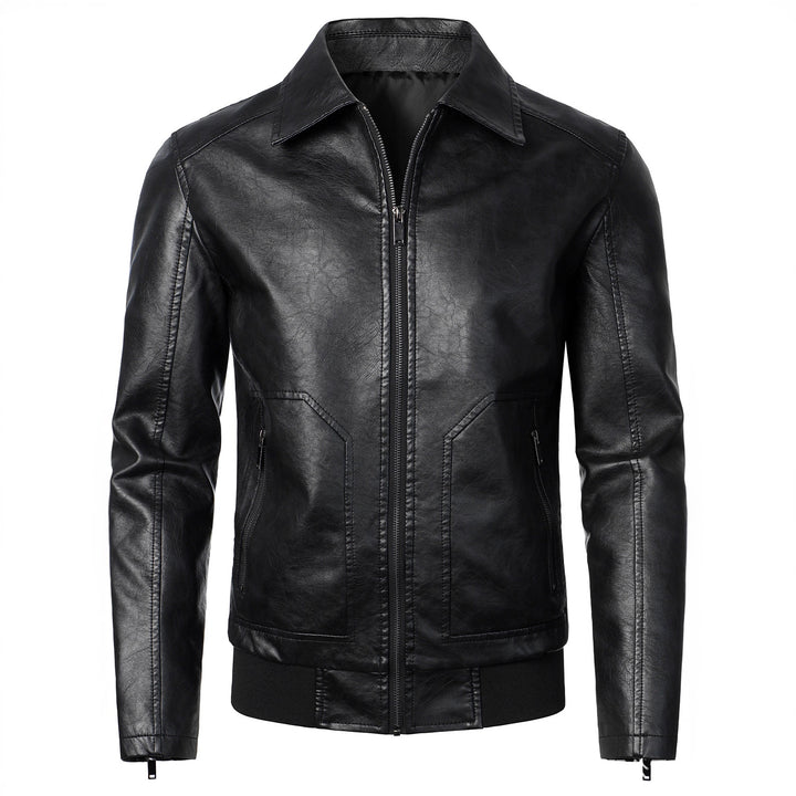 Men's Fashionable Leather Jacket with Sporty Cut and Practical Pockets Lisslune