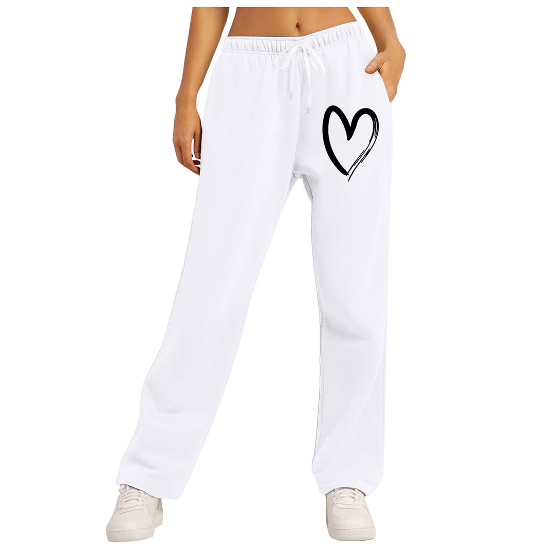 Ladies leisure pants with unique heart design and elastic waistband Lisslune