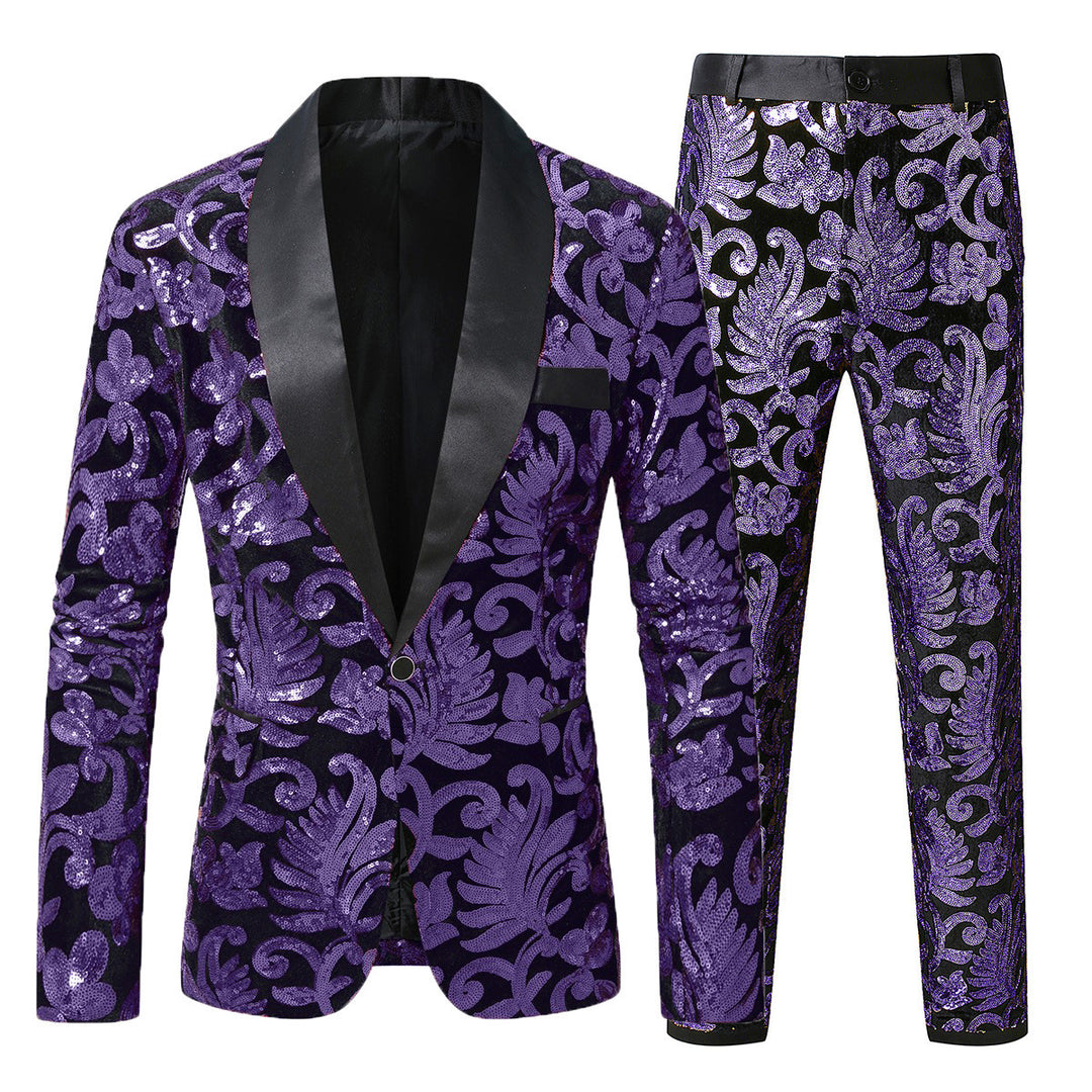 Men's sequin suit with floral pattern Lisslune