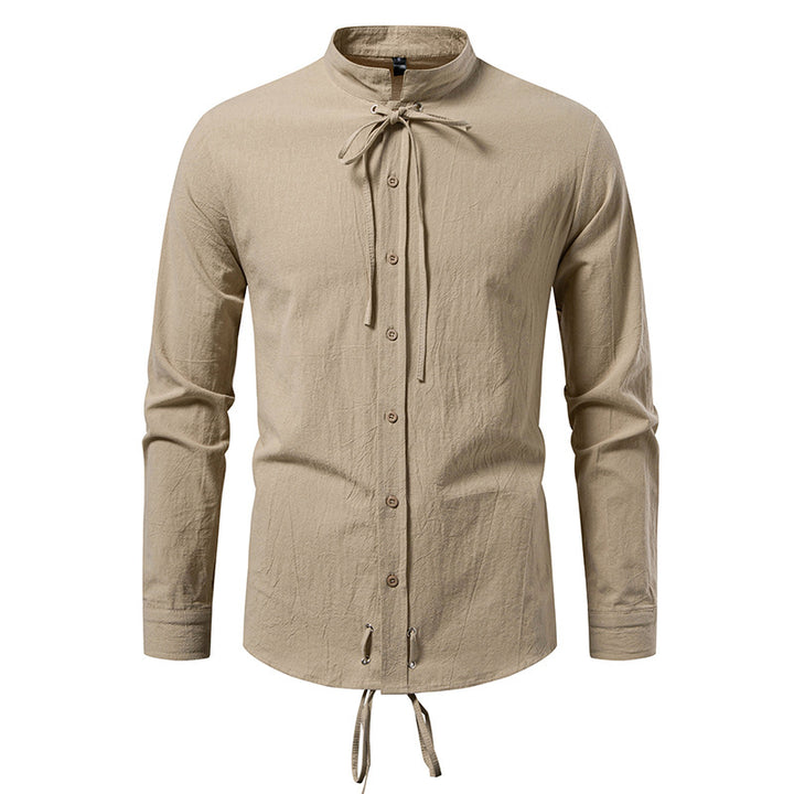 Men's Long Sleeve Shirt with Modern Drawstring Lisslune