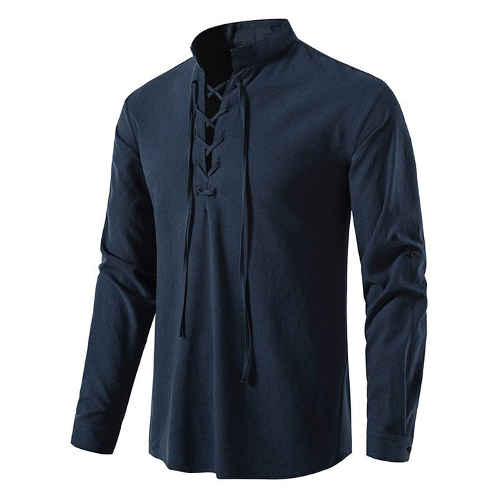 Men's long-sleeve shirt with fashionable drawstring Lisslune