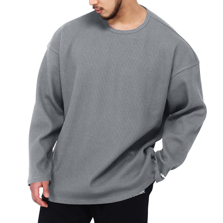 Men's casual oversized pullover made of textured cotton blend Lisslune