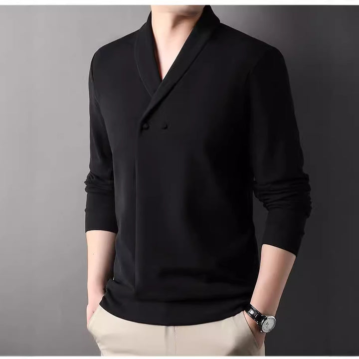Men's leisure jacket with modern shawl collar and practical buttons Lisslune