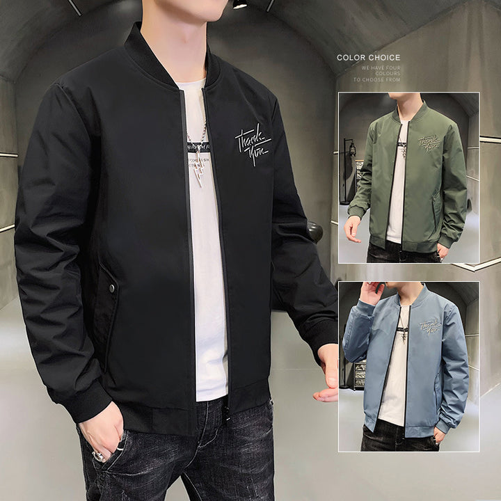 Men's sporty bomber jacket with elegant embroidery Lisslune