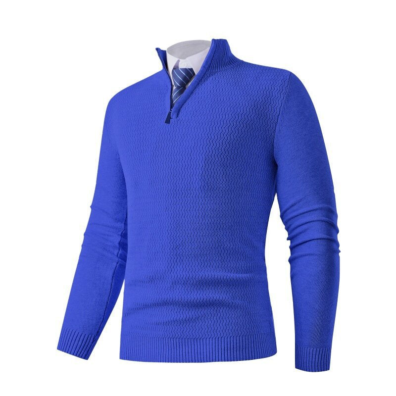 Men's knitted sweater with modern stand-up collar and textured design Lisslune