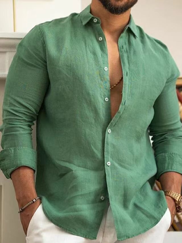 Men's Elegant Linen Shirt with Fashionable Collar Lisslune