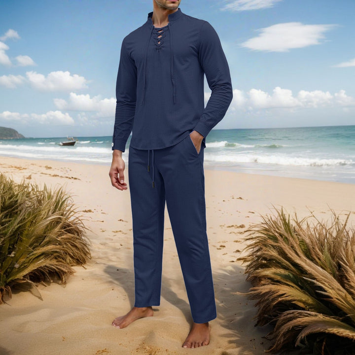 Men's Elegant Leisure Set with Breathable Top and Comfortable Pants Lisslune