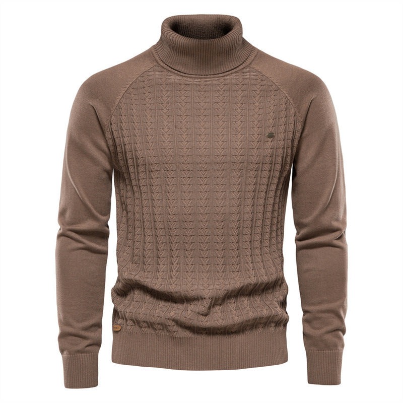 Men's knitted pullover with fashionable stand-up collar and textured design Lisslune