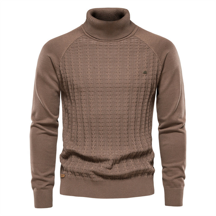 Men's knitted pullover with fashionable stand-up collar and textured design Lisslune