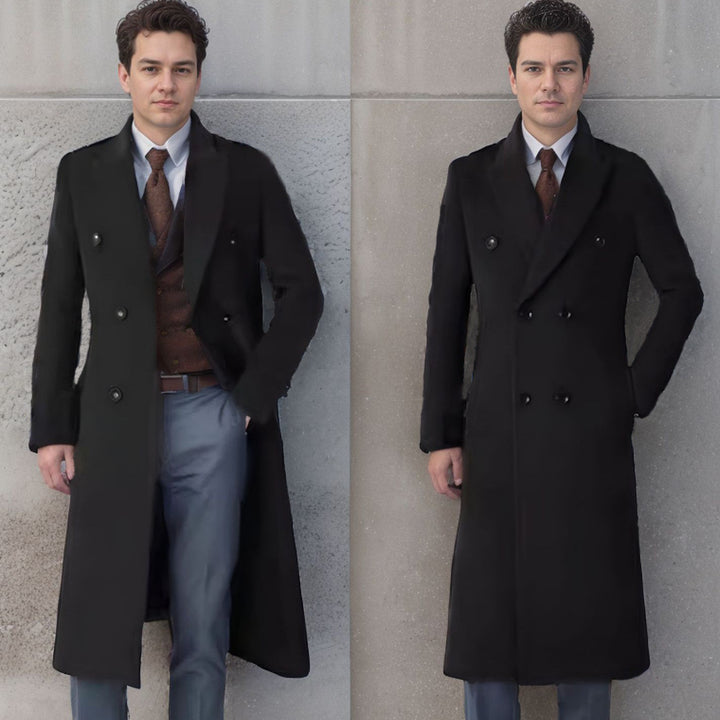 Men's elegant double-breasted coat made of high-quality material Lisslune