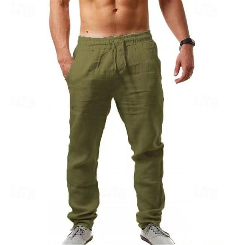 Men's airy linen pants with elastic waistband and practical side pockets Lisslune
