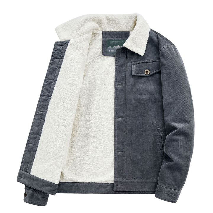 Men's Insulated Denim Jacket with Soft Collar and Warm Fleece Lining Lisslune