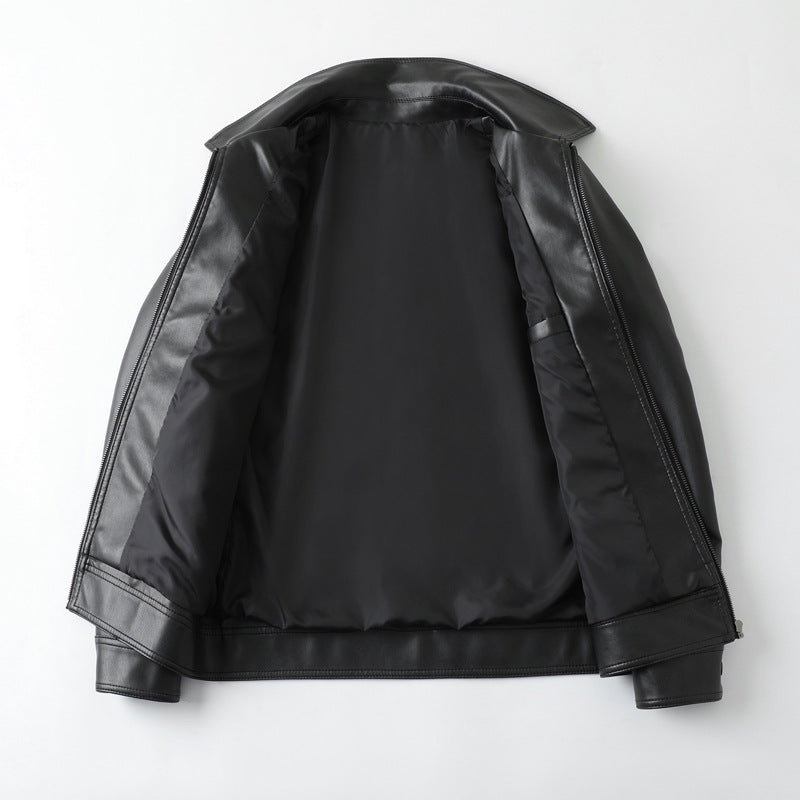 Men's fashionable synthetic leather jacket with contemporary design and functional pockets Lisslune
