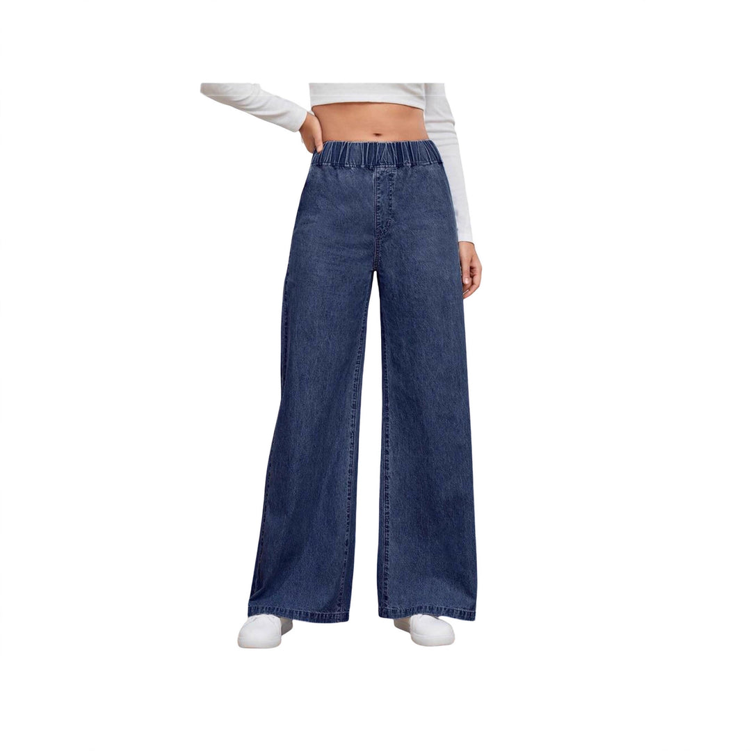 Damen weite High-Waist Jeans mit elastischem Bund und elegantem Schnitt Lisslune
