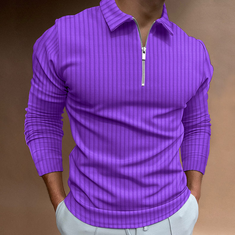 Men's Long Sleeve Polo Shirt with Zipper Lisslune