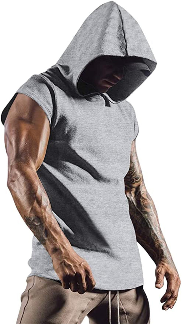 Men's Sporty Muscle Shirt with Hood Lisslune