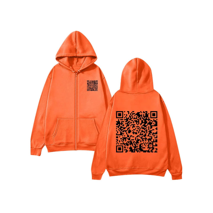 Women's hoodie jacket with QR code design and soft fleece Lisslune