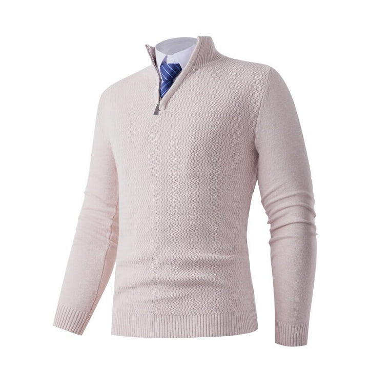 Men's knitted sweater with modern stand-up collar and textured design Lisslune
