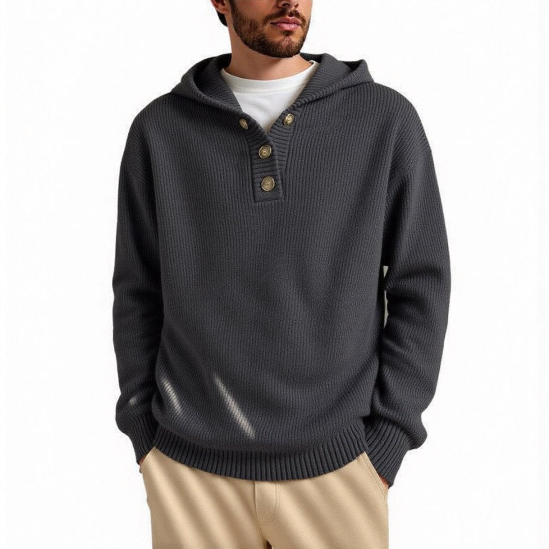 Men's hooded sweater with textured cable pattern Lisslune