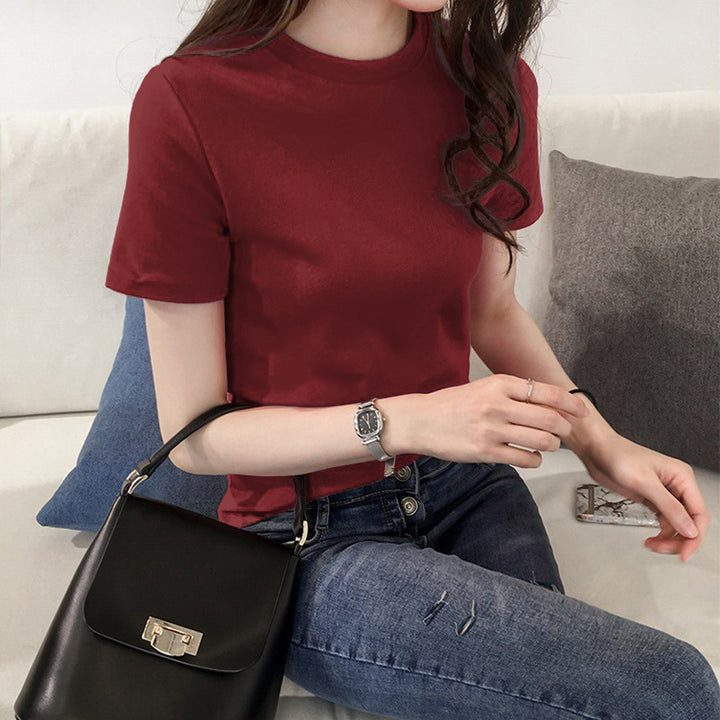 Women's cotton T-shirt with modern round neck and comfortable fit