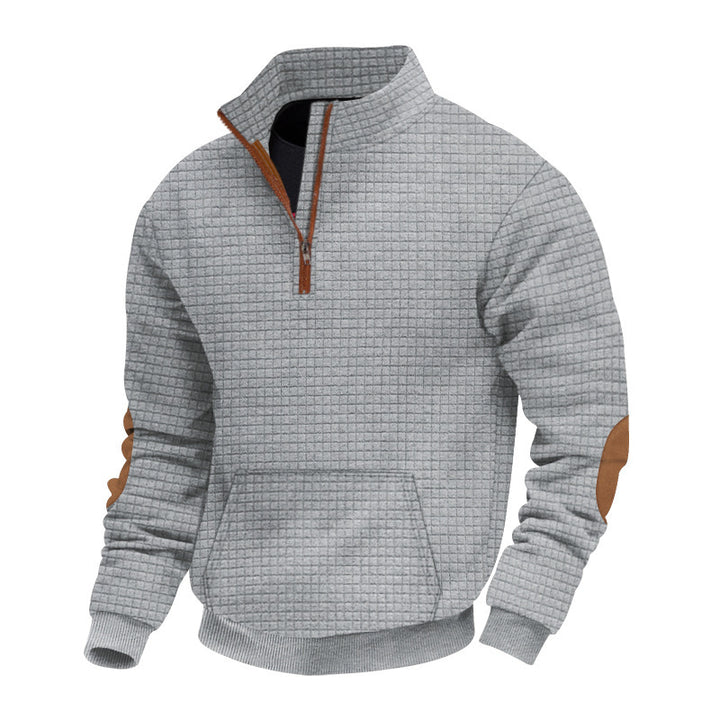 Men's structured fleece pullover with stylish stand-up collar Lisslune