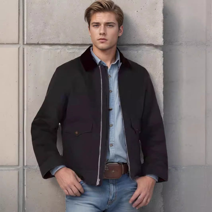Men's robust cotton jacket with a warmth coat-like collar Lisslune