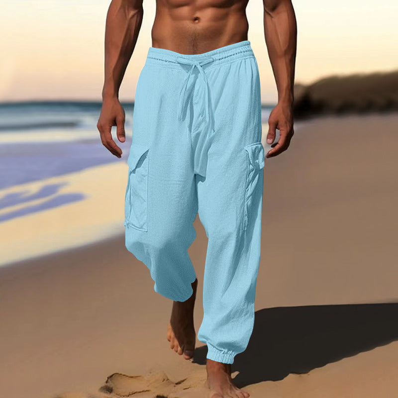 Men's Casual Cargo Pants with Adjustable Waistband and Practical Side Pockets Lisslune