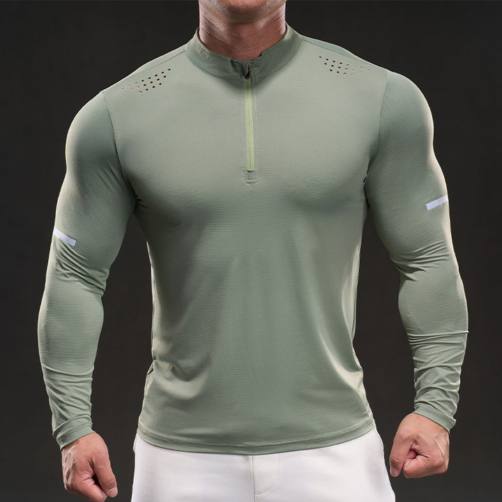 Men's Athletic Long Sleeve Shirt with Half Zipper Lisslune
