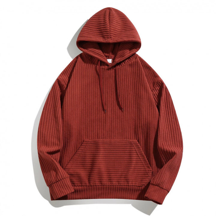 Men's casual hoodie with textured ribbed pattern and practical pockets Lisslune