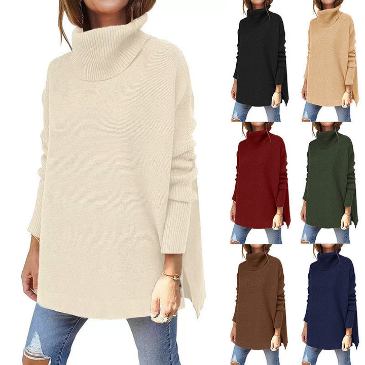 Damen Oversize Rollkragenpullover mit Strukturiertem Strickdesign Lisslune