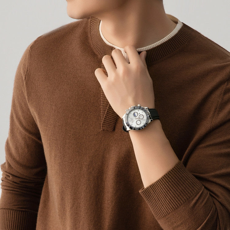 Men's watch strap with sporty design and multifunction hands Lisslune
