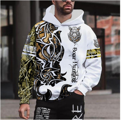 Men's hooded sweatshirt with striking lion motif and creative graphics Lisslune