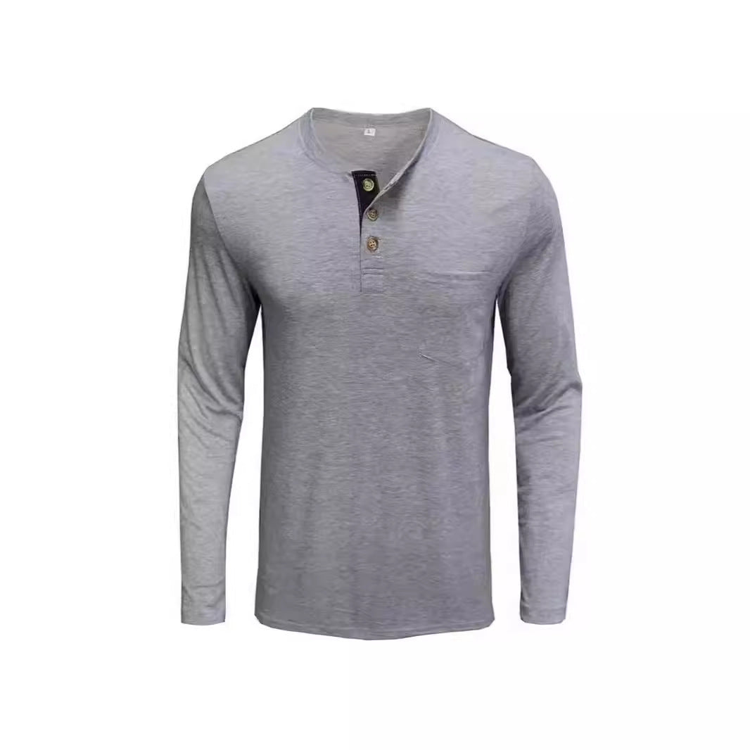 Men's fashionable long-sleeve shirt with button placket and chest pocket Lisslune