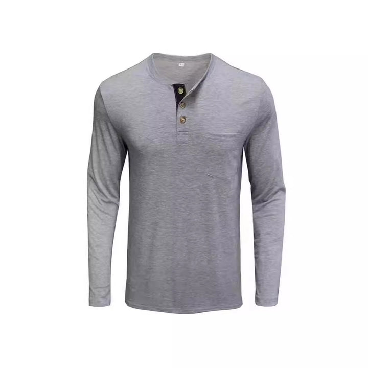 Men's fashionable long-sleeve shirt with button placket and chest pocket Lisslune