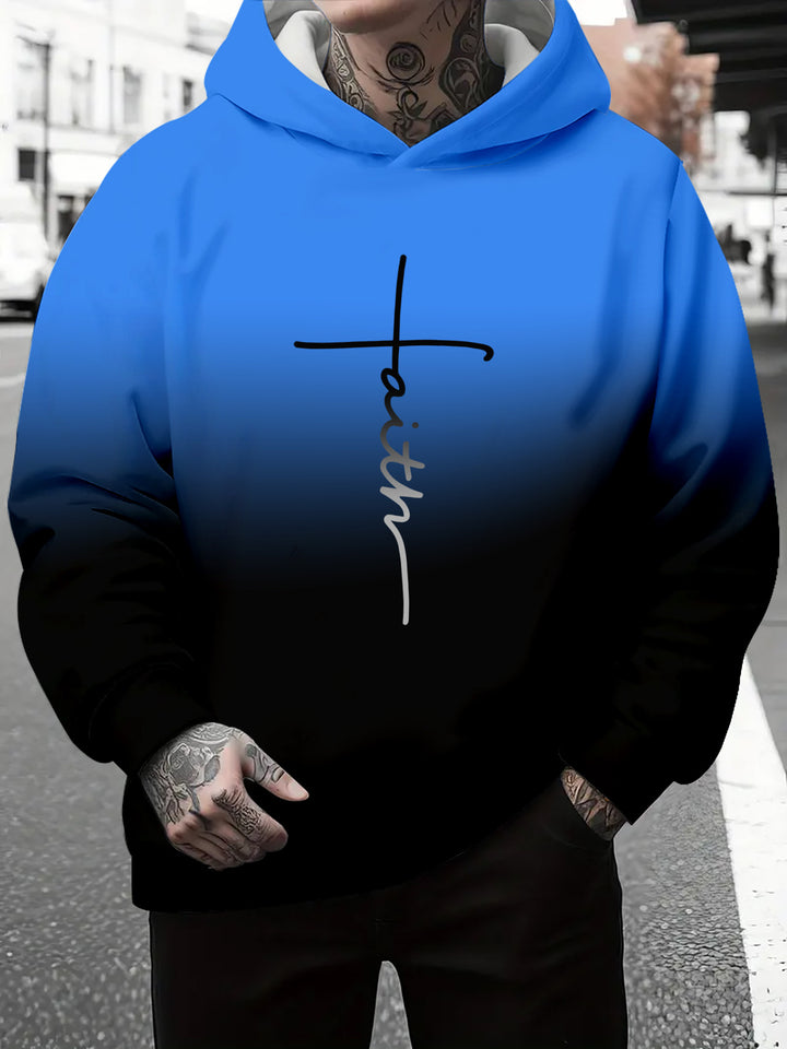 Men's hoodie with subtle gradient look and inspiring lettering Lisslune