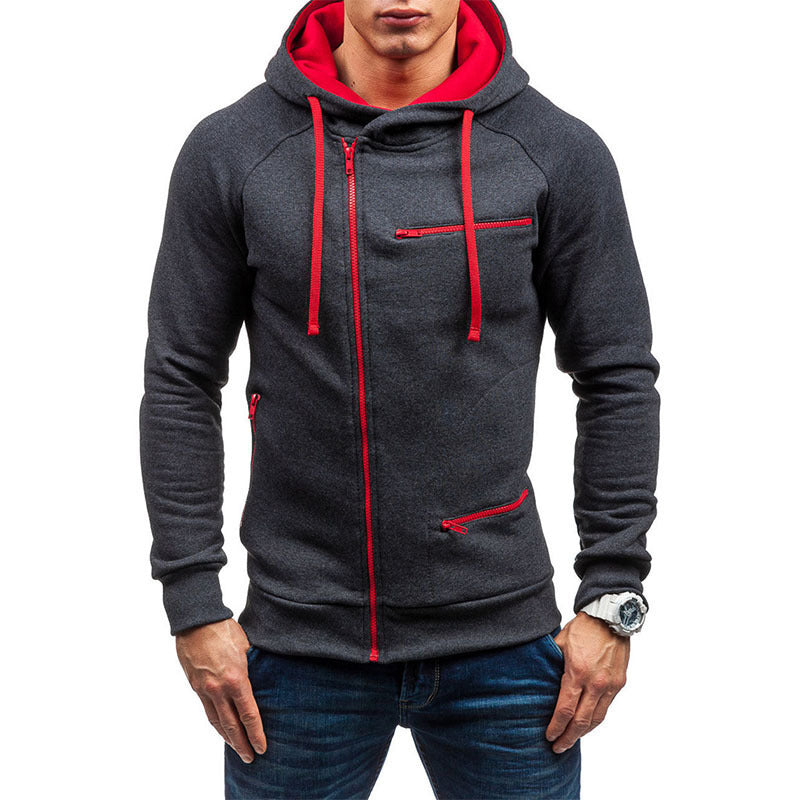 Men's hooded jacket with modern zipper and contrasting details Lisslune