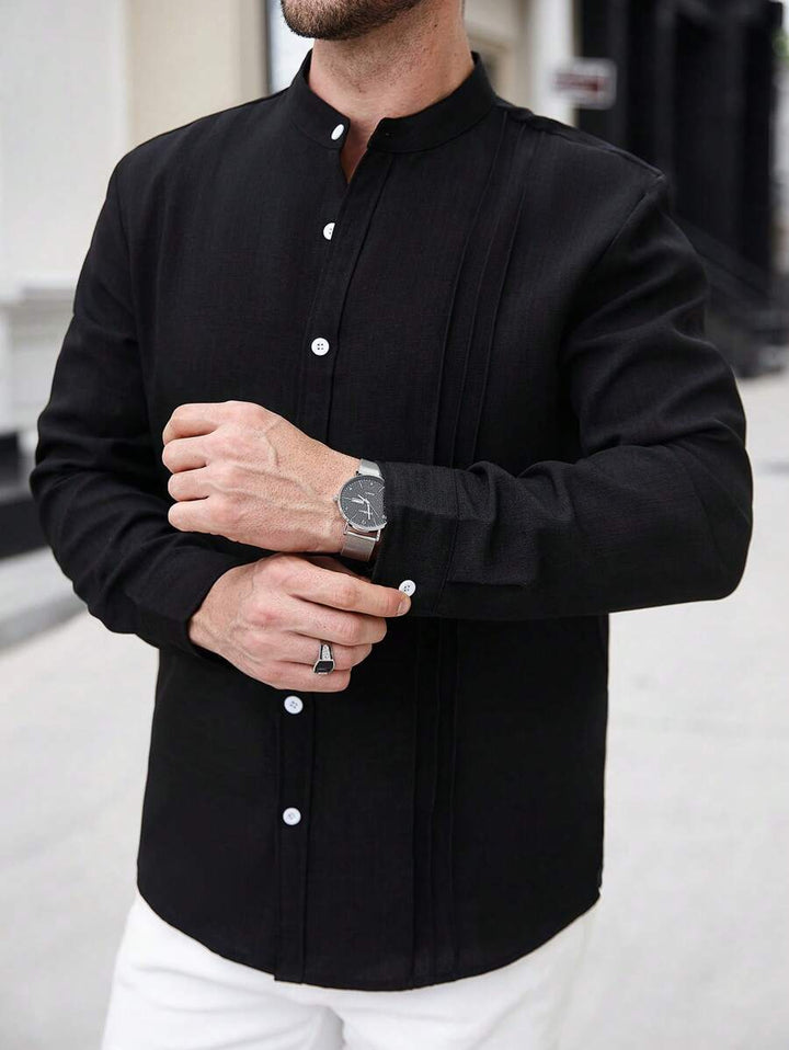 Men's Elegant and Modern Stand-Up Collar Shirt Lisslune