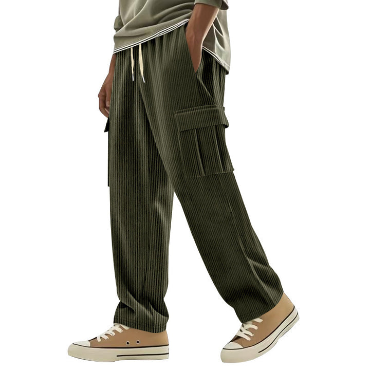 Men's Comfortable Cargo Pants with Elastic Waistband and Practical Side Pockets Lisslune